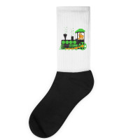 Dinosaur On Train St Patrick's Day Train Irish Sha Socks | Artistshot