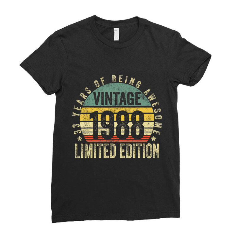 33 Year Old Gifts Vintage 1988 Limited Edition 33r Ladies Fitted T-Shirt by krumsiek | Artistshot