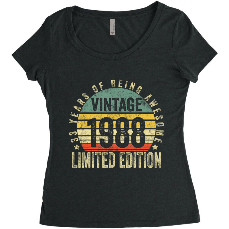 33 Year Old Gifts Vintage 1988 Limited Edition 33r Women's Triblend Scoop T-shirt by krumsiek | Artistshot