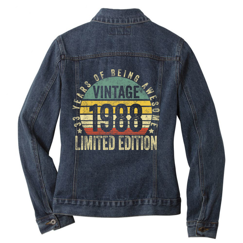 33 Year Old Gifts Vintage 1988 Limited Edition 33r Ladies Denim Jacket by krumsiek | Artistshot