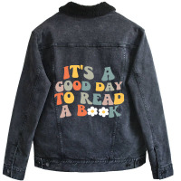 Boho Groovy Its A Good Day To Read Book Daisy Book Unisex Sherpa-lined Denim Jacket | Artistshot