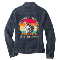 Some People Just Need A Hug Brazilian Jiu Jitsu Mm Ladies Denim Jacket | Artistshot