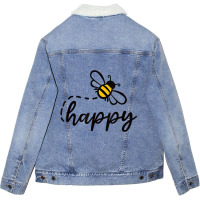 Be Happy Be Kind   Bee Happy, Inspirational, Motiv Unisex Sherpa-lined Denim Jacket | Artistshot