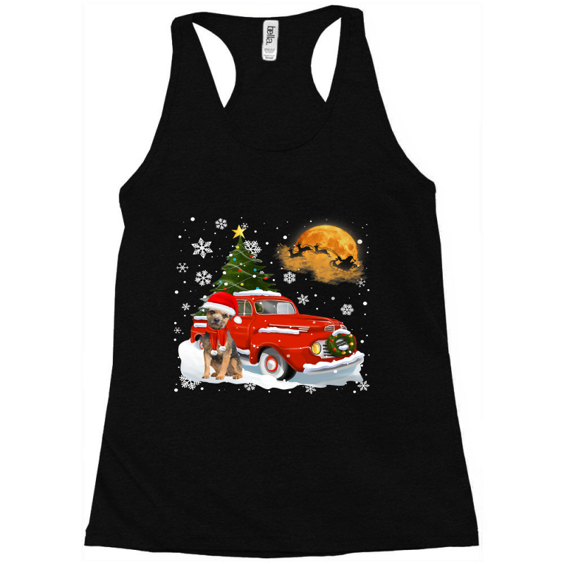 Border Terrier Vintage Red Truck Christmas Tree Pa Racerback Tank by AURRADILLARD | Artistshot