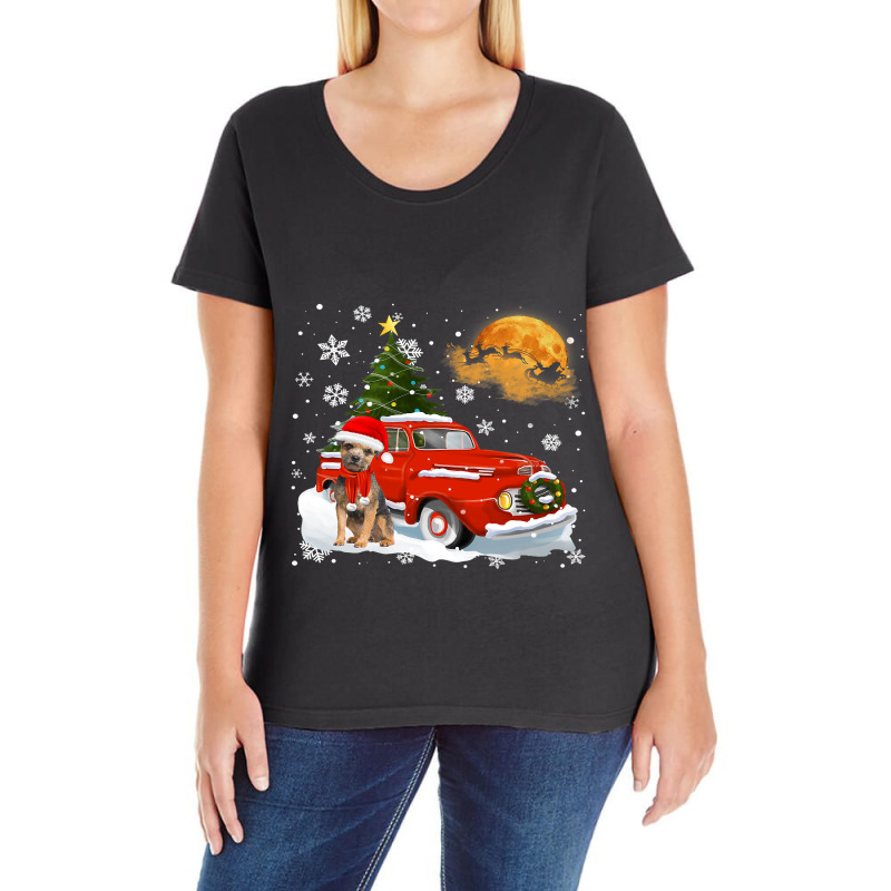 Border Terrier Vintage Red Truck Christmas Tree Pa Ladies Curvy T-Shirt by AURRADILLARD | Artistshot