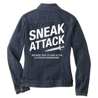 Rogue Sneak Attack Illiterate Barbarians Gaming 9 Ladies Denim Jacket | Artistshot