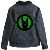 Heavy Metal Satan Horns Ring Black & Green Unisex Sherpa-lined Denim Jacket | Artistshot