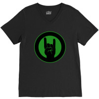 Heavy Metal Satan Horns Ring Black & Green V-neck Tee | Artistshot