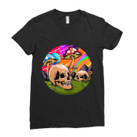 Psychedelic World Hippie Trippy Skull Mushroom Myc Ladies Fitted T-shirt | Artistshot