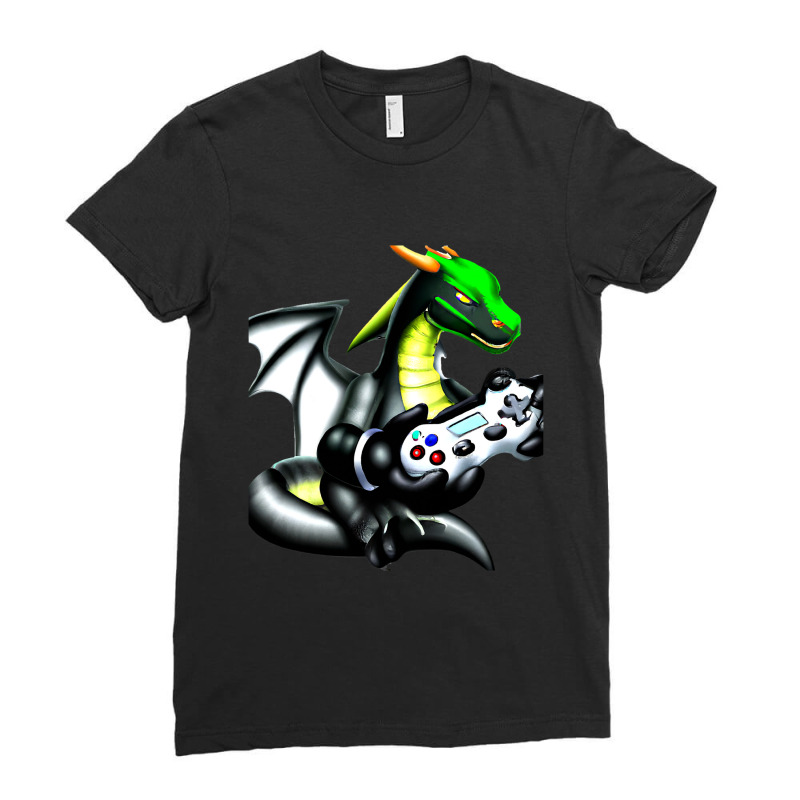 Dragon Video Game Controller Game Players Dragon L Ladies Fitted T-Shirt by whoretacarpal | Artistshot