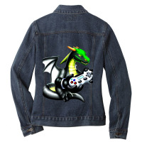 Dragon Video Game Controller Game Players Dragon L Ladies Denim Jacket | Artistshot