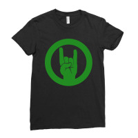 Heavy Metal Satan Horns Ring Green 1 Ladies Fitted T-shirt | Artistshot