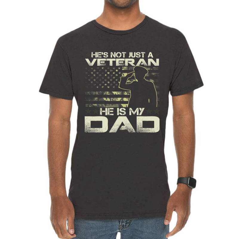 He Is My Veteran Dad American Flag Veterans Day Gi Vintage T-shirt | Artistshot