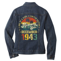 79 Years Old Gifts Awesome Since December 1943 79t Ladies Denim Jacket | Artistshot