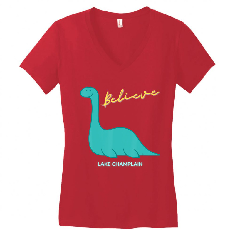 I Believe Champ Sea Monster Lake Champlain Vermont Women's V-Neck T-Shirt by aiiluurosy | Artistshot