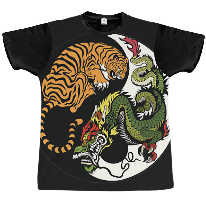 Tiger Dragon Yin Yang Symbol Beautiful Chinese Har Graphic T-shirt | Artistshot