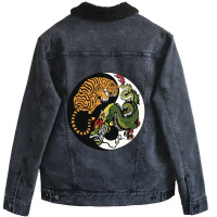 Tiger Dragon Yin Yang Symbol Beautiful Chinese Har Unisex Sherpa-lined Denim Jacket | Artistshot