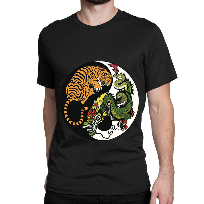 Tiger Dragon Yin Yang Symbol Beautiful Chinese Har Classic T-shirt | Artistshot