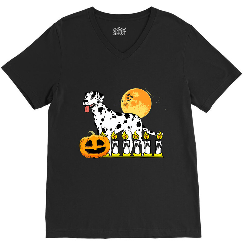 Dalmatian Dog Lazy Halloween Costume Pumpkin Puppy V-neck Tee | Artistshot