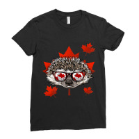 Canadian Hedgehog Maple Leaf Patriotic Canada Flag Ladies Fitted T-shirt | Artistshot