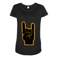 Heavy Metal Satan Horns Black & Orange Cracked Maternity Scoop Neck T-shirt | Artistshot