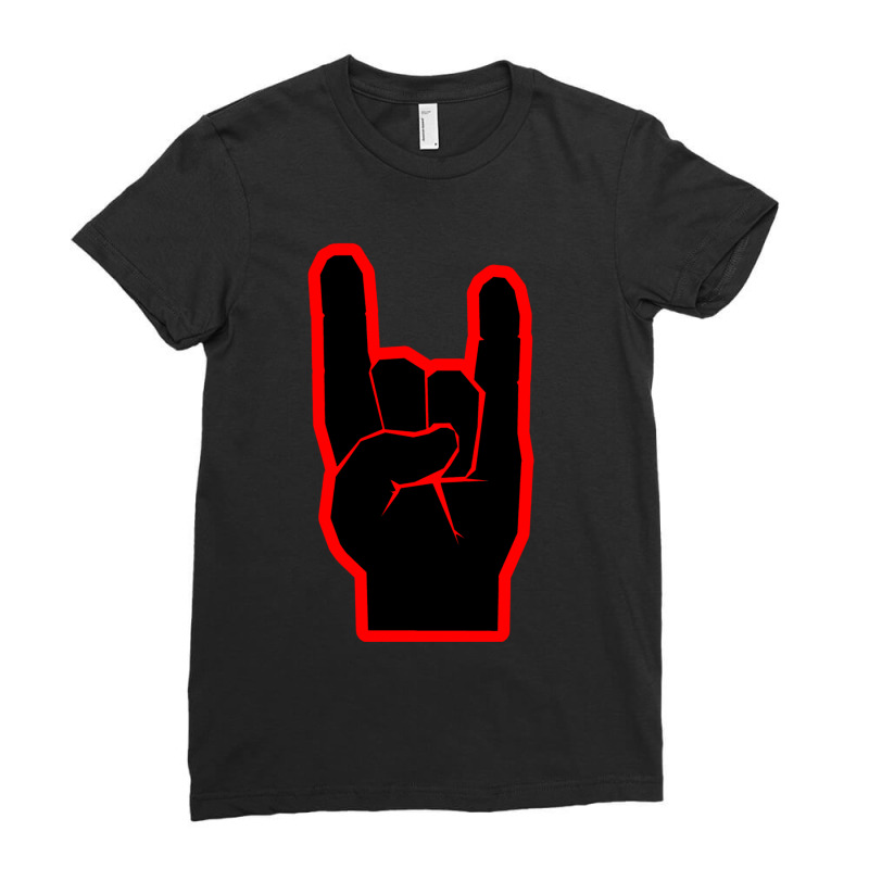 Heavy Metal Satan Horns Black & Red Ladies Fitted T-Shirt by JOSERICARDOTORRES | Artistshot