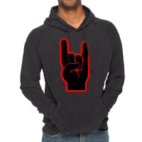 Heavy Metal Satan Horns Black & Red Vintage Hoodie | Artistshot