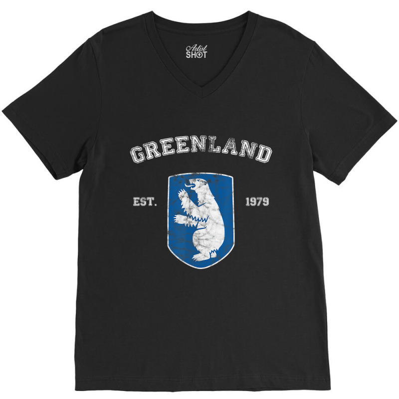 Vintage Coat Of Arms Greenland T Shirt V-neck Tee | Artistshot