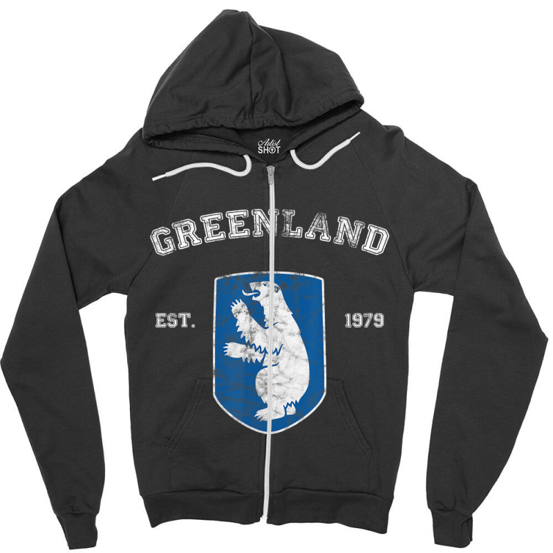 Vintage Coat Of Arms Greenland T Shirt Zipper Hoodie | Artistshot