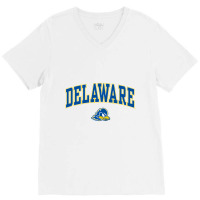 Delaware Fightin' Blue Hens Arch Over Heather Gray V-neck Tee | Artistshot