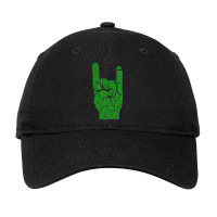 Heavy Metal Satan Horns Green Cracked Adjustable Cap | Artistshot