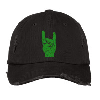 Heavy Metal Satan Horns Green Cracked Vintage Cap | Artistshot