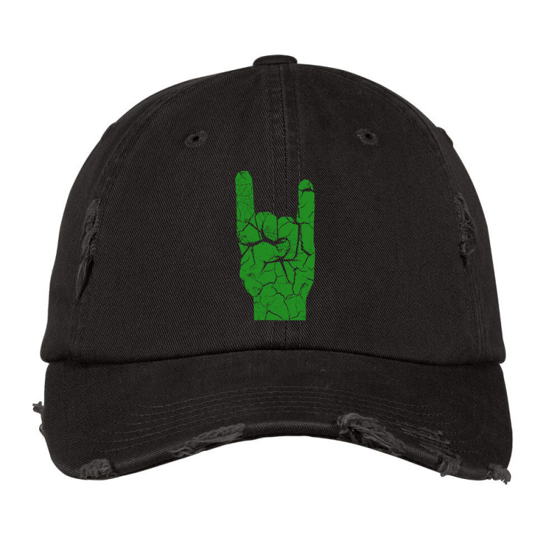 Heavy Metal Satan Horns Green Cracked Vintage Cap by JOSERICARDOTORRES | Artistshot