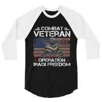 Combat Veteran Iraqi Freedom Military Usa American 3/4 Sleeve Shirt | Artistshot