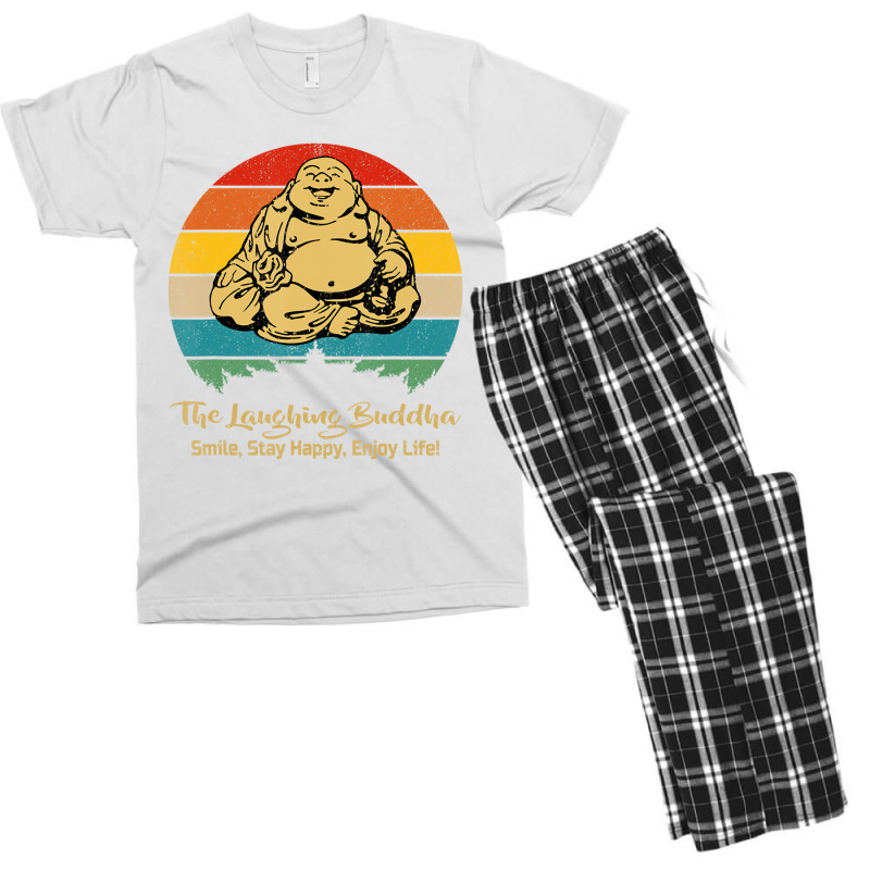 The Laughing Buddha Smiling Vintage Distressed Ret Men's T-shirt Pajama Set | Artistshot