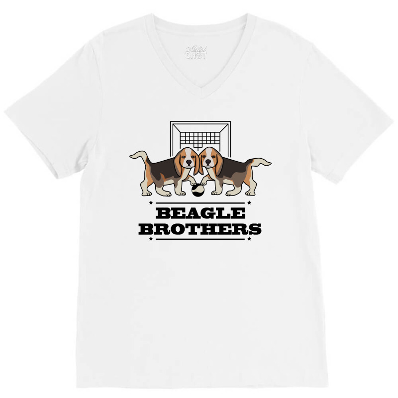 Beagle Twins Brothers Playing Football T-shirt Design V-neck Tee | Artistshot