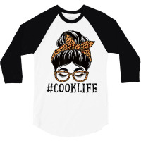 Cook Leopard Messy Bun Women Back To School T Shir 3/4 Sleeve Shirt | Artistshot