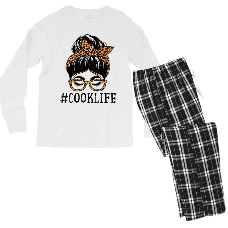 Cook Leopard Messy Bun Women Back To School T Shir Men's Long Sleeve Pajama Set | Artistshot