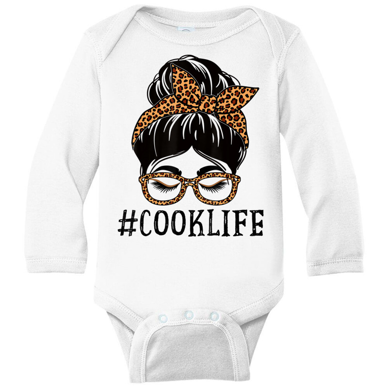 Cook Leopard Messy Bun Women Back To School T Shir Long Sleeve Baby Bodysuit | Artistshot