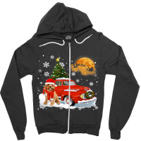 Cavoodle Vintage Wagon Red Truck Christmas Tree Pa Zipper Hoodie | Artistshot