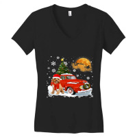 Cavoodle Vintage Wagon Red Truck Christmas Tree Pa Women's V-neck T-shirt | Artistshot