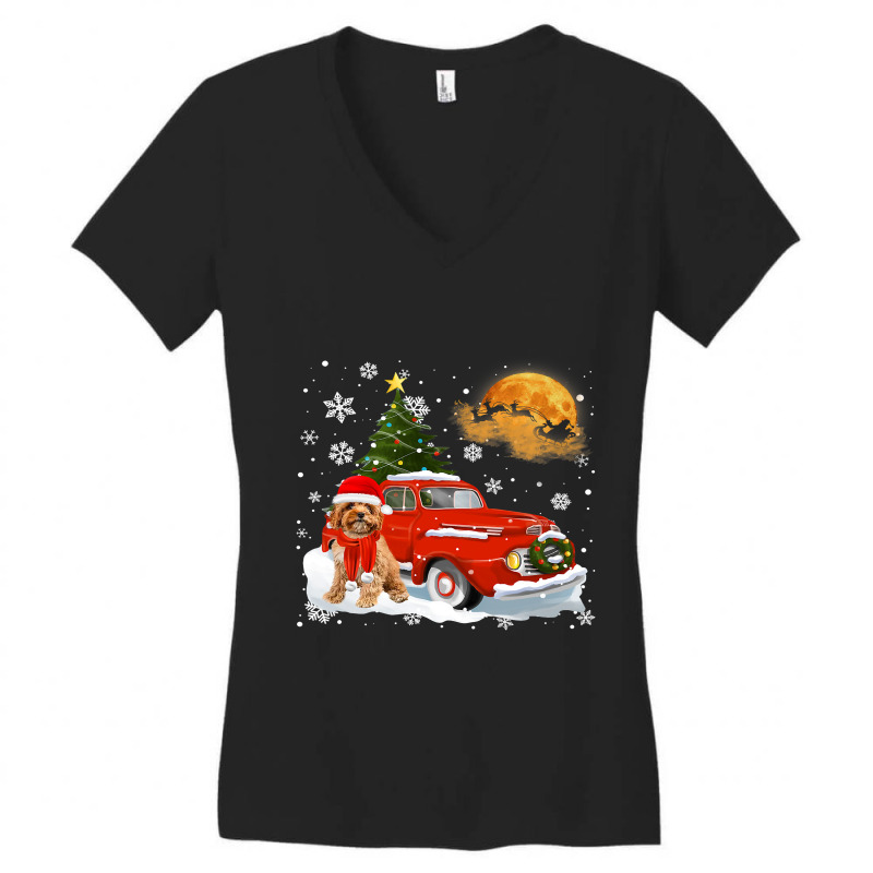 Cavoodle Vintage Wagon Red Truck Christmas Tree Pa Women's V-Neck T-Shirt by AURRADILLARD | Artistshot