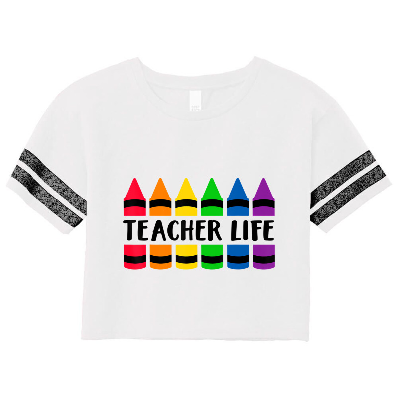 Teacher Life Crayon   Cray Teacher T Shirt Scorecard Crop Tee by bettincam | Artistshot