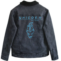 Unicorn Outline Unisex Sherpa-lined Denim Jacket | Artistshot