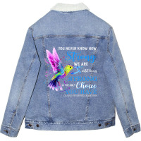 Charge Syndrome Awareness Blue Strong Hummingbird Unisex Sherpa-lined Denim Jacket | Artistshot