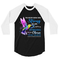 Charge Syndrome Awareness Blue Strong Hummingbird 3/4 Sleeve Shirt | Artistshot