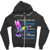 Charge Syndrome Awareness Blue Strong Hummingbird Zipper Hoodie | Artistshot