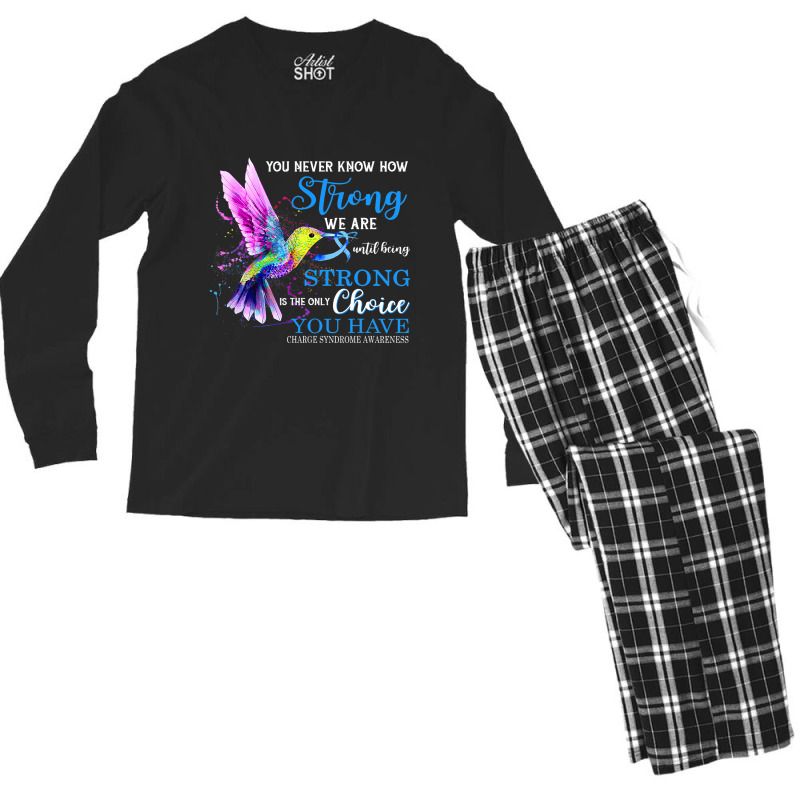 Charge Syndrome Awareness Blue Strong Hummingbird Men's Long Sleeve Pajama Set | Artistshot