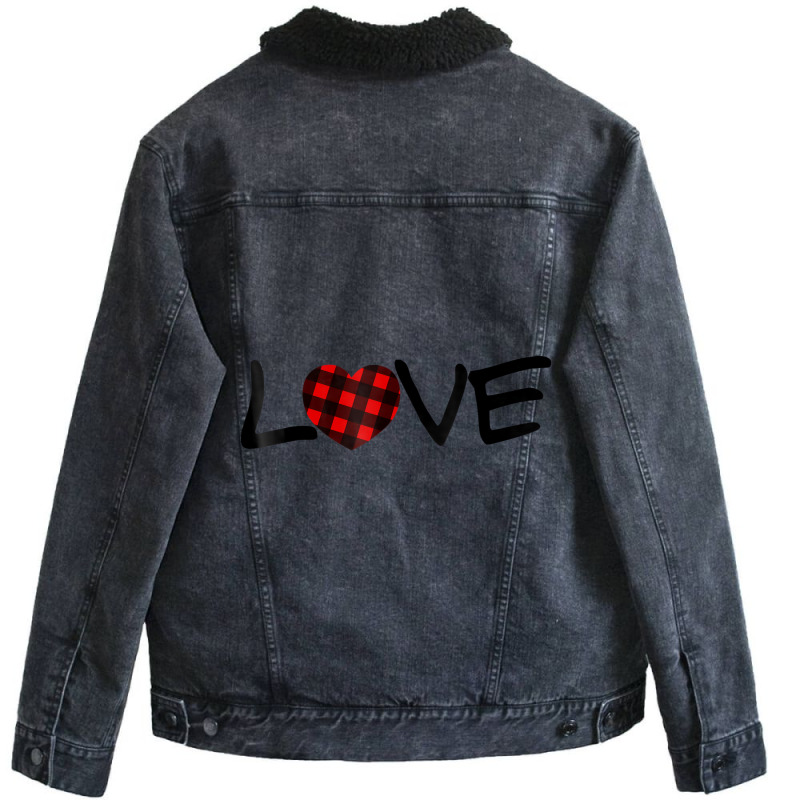 Buffalo Plaid Heart Love Valentines Day Lover Shir Unisex Sherpa-lined Denim Jacket | Artistshot