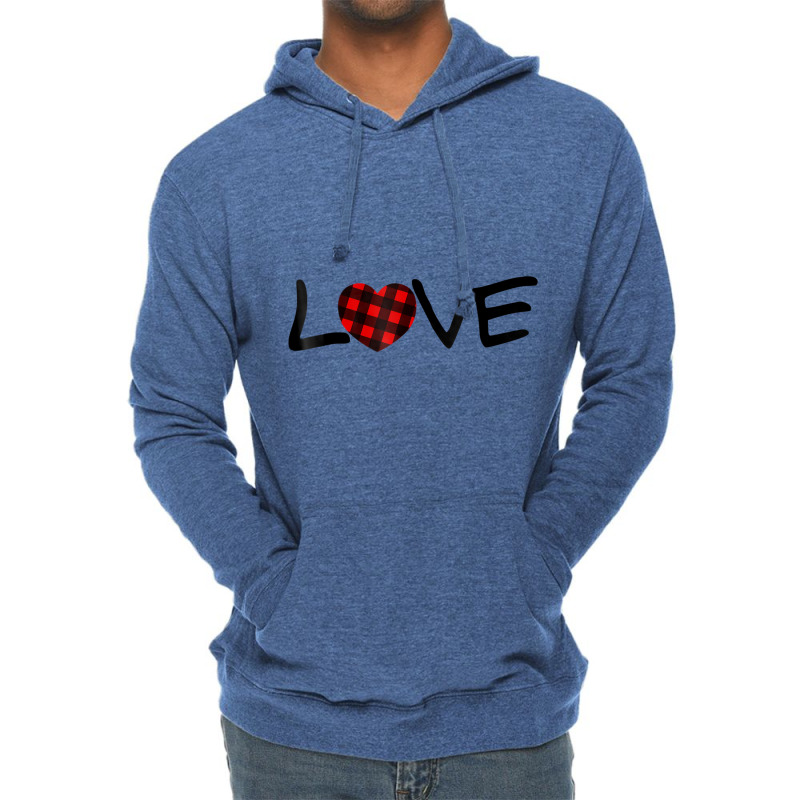 Buffalo Plaid Heart Love Valentines Day Lover Shir Lightweight Hoodie | Artistshot